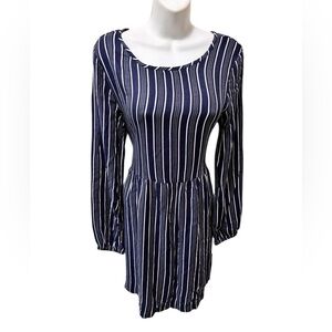 Roxy Highland Escape Navy Striped Dress Sz 8 Beachy Costal Strappy Back